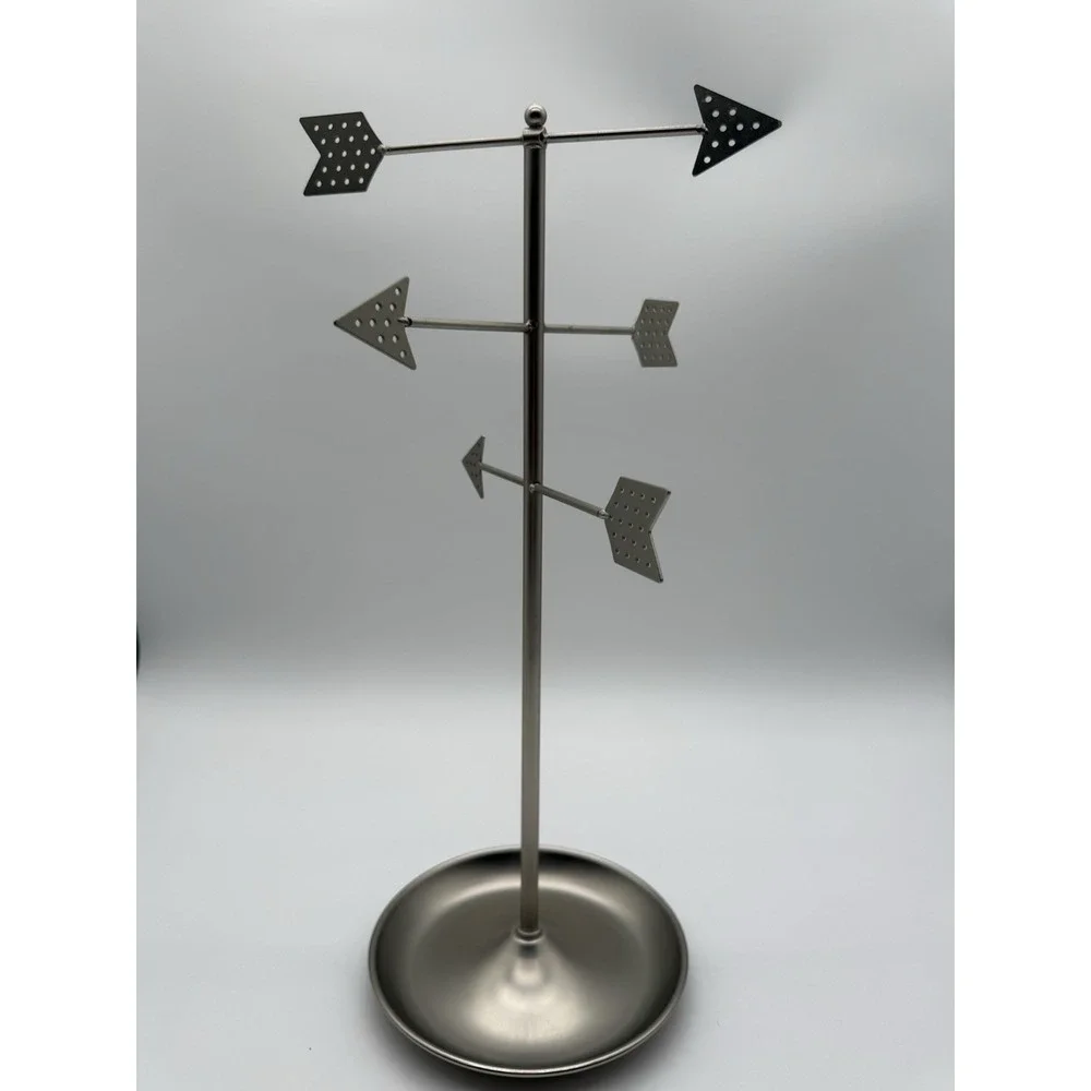 Loft Metal Arrow Jewelry Organizer/Holder Silver Brushed Nickel Bottom Tray